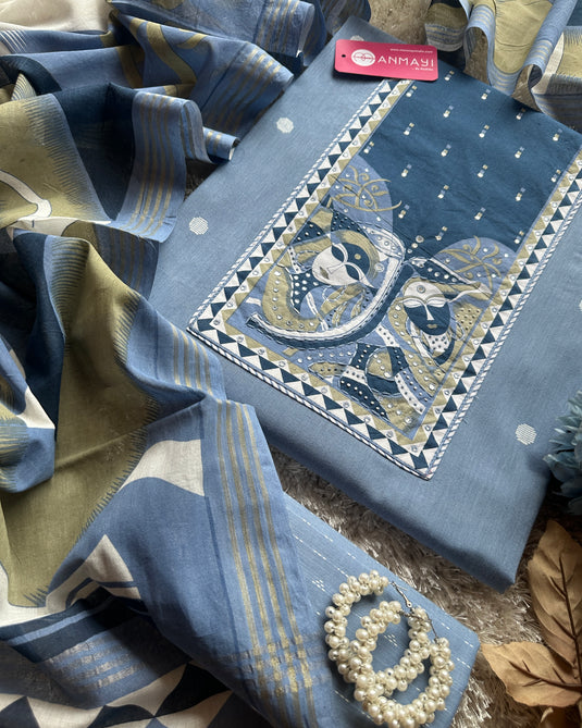 Handloom cotton doll print suit set