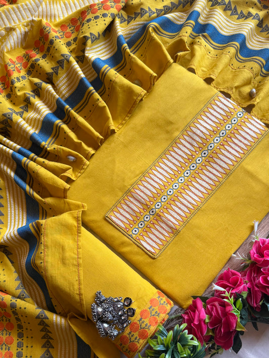 Boho shells dupatta pure cotton suit set