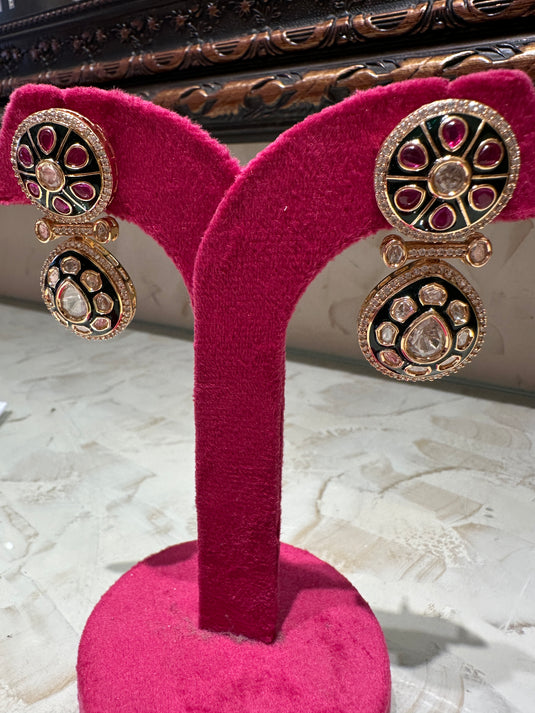 Meenakari Kundan layered earring
