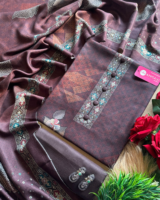 Self flower printed soft spun suit