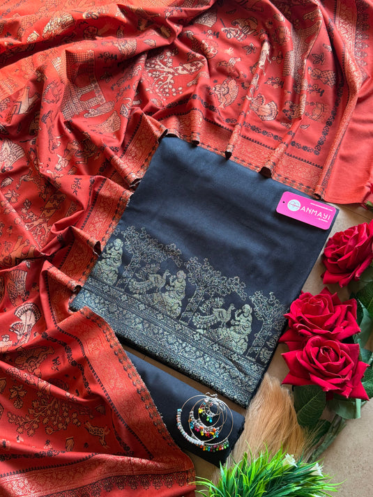 Persian merino wool Jamawar combination suit set