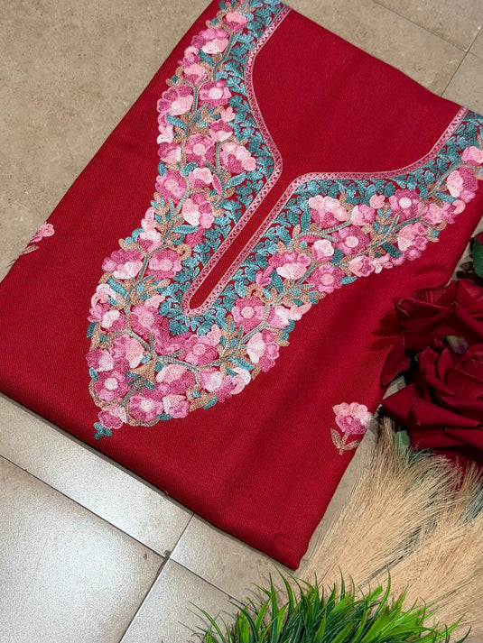 Aari work unstitched kahsmiri coord set
