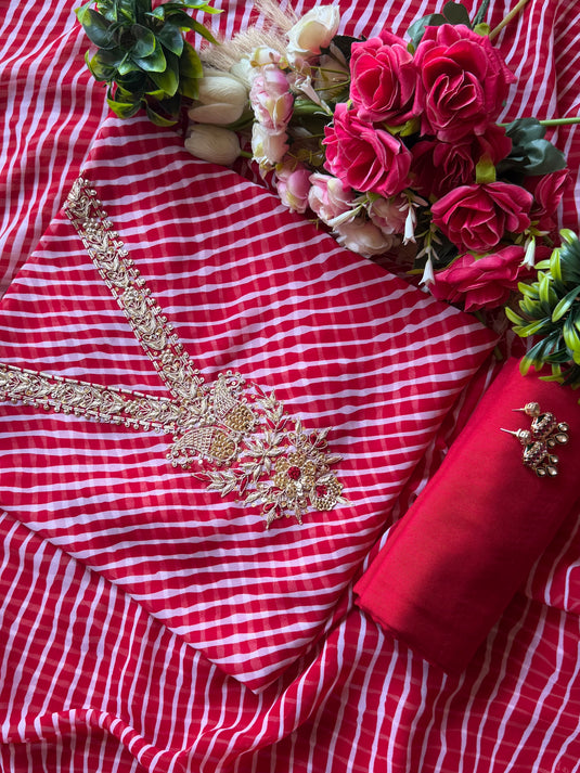 Lehria zardosi v neck semi Georgette suit set