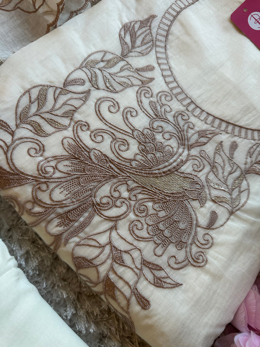 Mul Chanderi dori work bird suit set