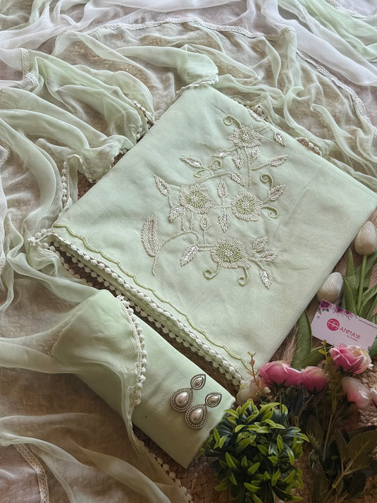 Kota Doria pearl phool work suit set