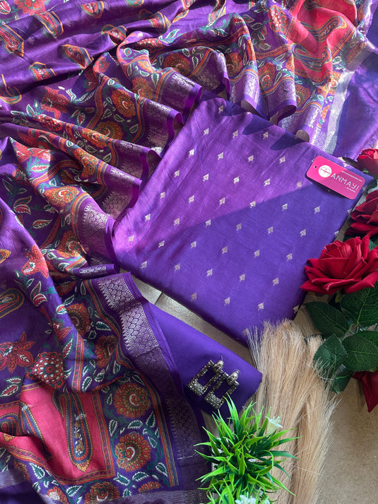 Pure silk banarasi booti suit set