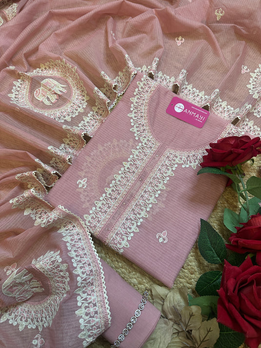 Kota Doria Dori zari embroidered suit set