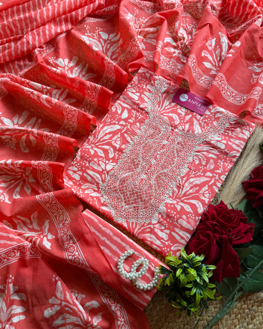 Pure cotton all over printed Dori neck suit set