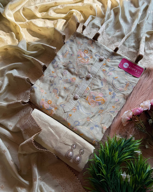 Dolla silk pastel banarasi jacquard work suit set