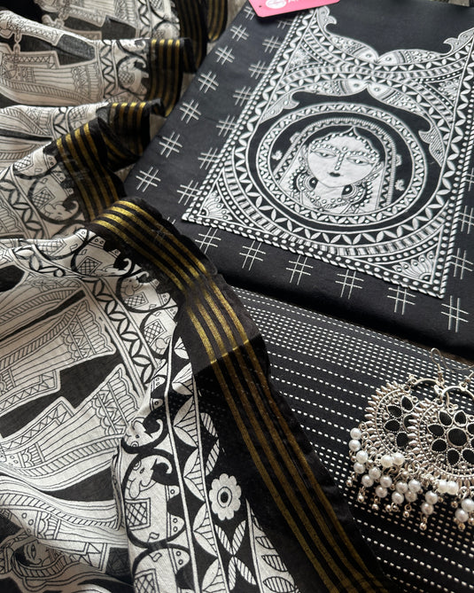 Handloom cotton doll print suit set