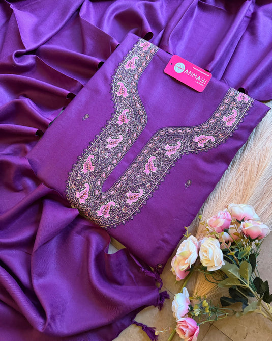 Woollen Kashmiri work all over suit set