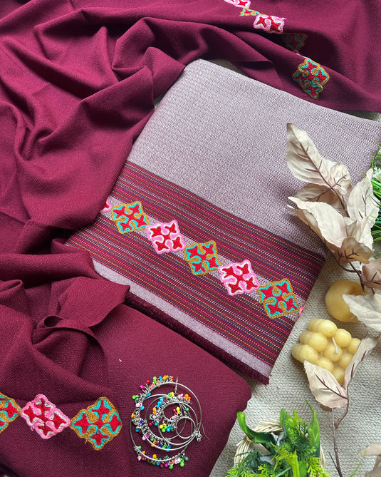 Traditional hand work Kullu weaves pure merino wool suits