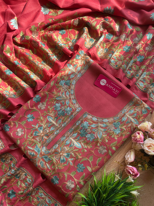 Aari work jaal woollen suit set