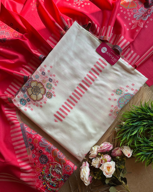 Combination floral Jamawar suit set