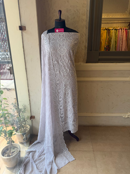Pakistani semi Georgette suit set with cutwork detail