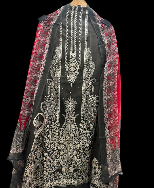 Pakistani print jaam cotton suits with pure chiffon dupatta