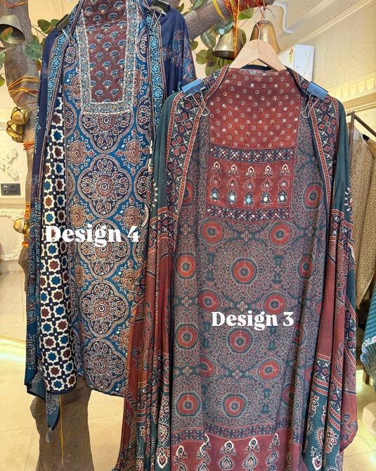 Ajrakh printed muslin suit set