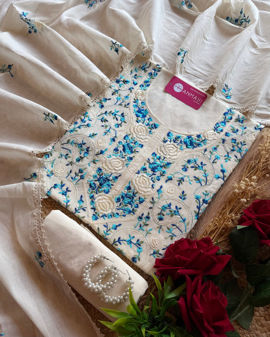 Machine coloured work pure cotton suit set