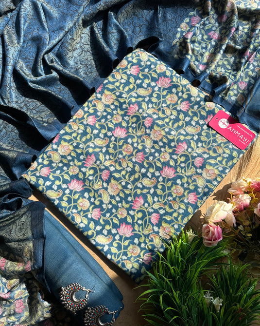 Lotus leaf print pashmina suit set