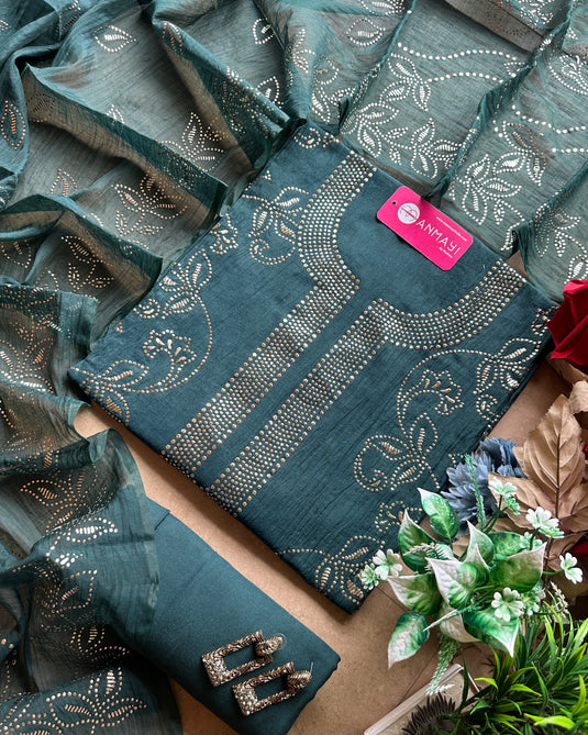 Mul Chanderi festive Kurta neck suit set