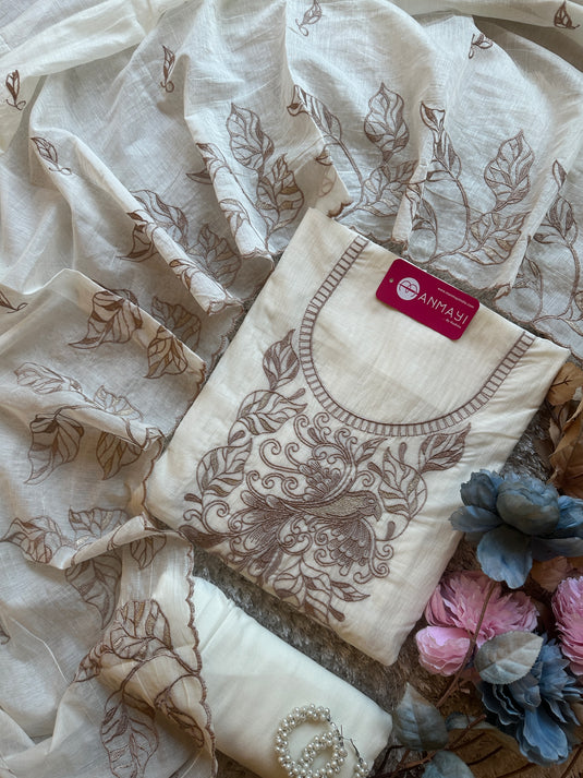 Mul Chanderi dori work bird suit set