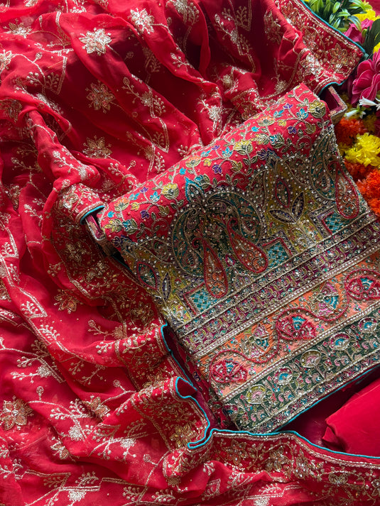 Jadaau pure crepe flower pattern suit set