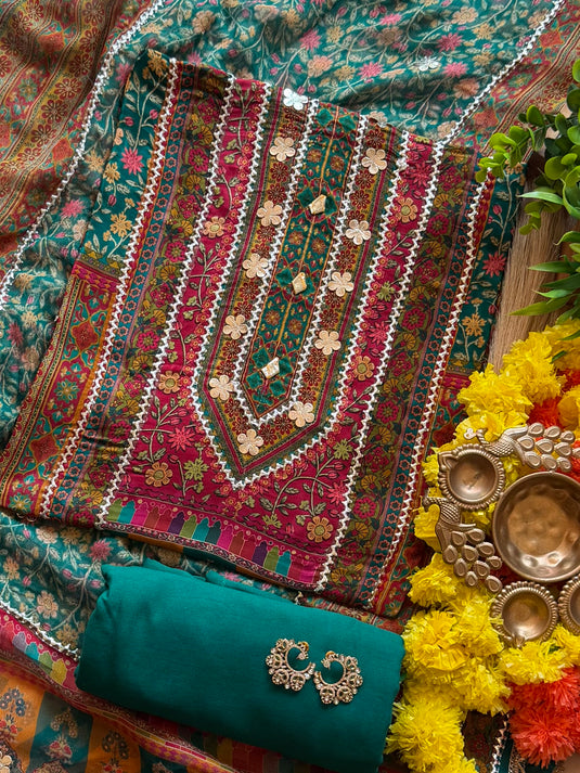 Highlighted leather persian print suit set