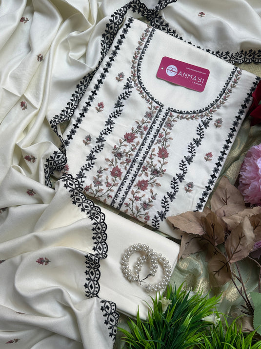 Machine Embroidered Pakistani Pure Pashmina Suits