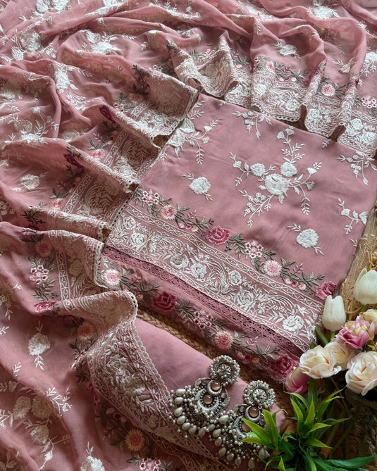 Parsi work garden georgette suit set