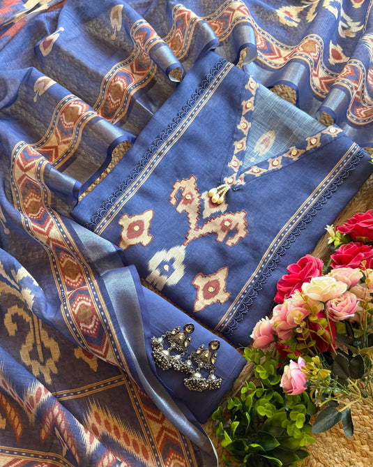 Patola print linen suit