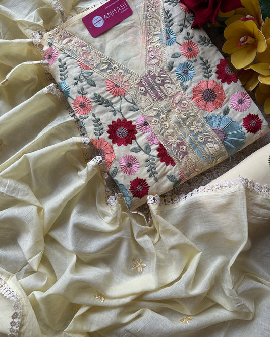 Mul Chanderi Jaal parsi work suit set