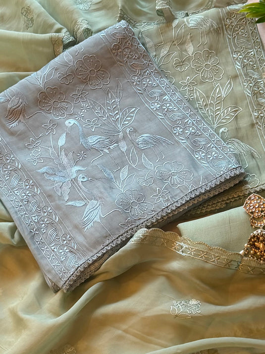 Crane habitat soft mul chanderi suit set