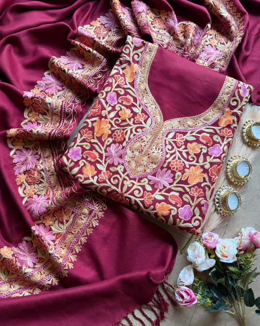 Jaal embroidered Kashmiri suit set