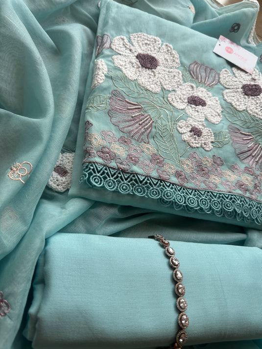 Wool work pure Mul cotton suit set