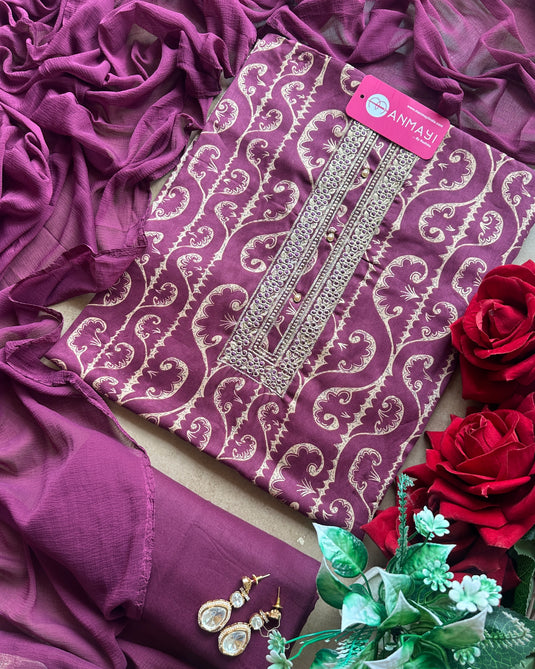 Stem lines Cambric cotton suit set