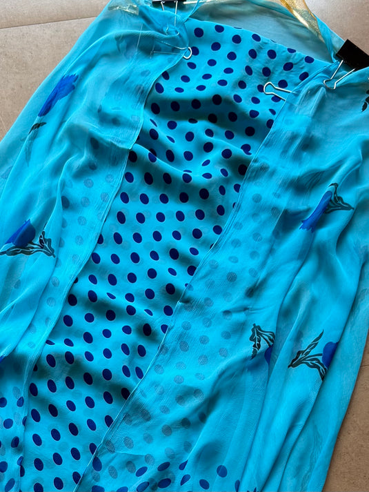 Tiny polka dots crepe suit set with chiffon dupatta