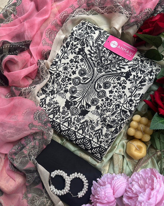 Pakistani print jaam cotton suits with pure chiffon dupatta