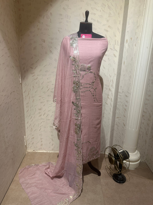 Leather work Mul Chanderi suit set