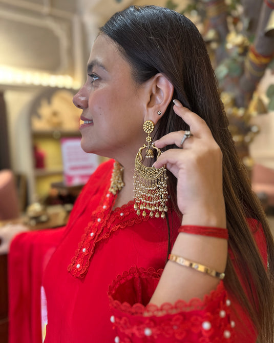 Handpainted organza suit set with farshi salwar