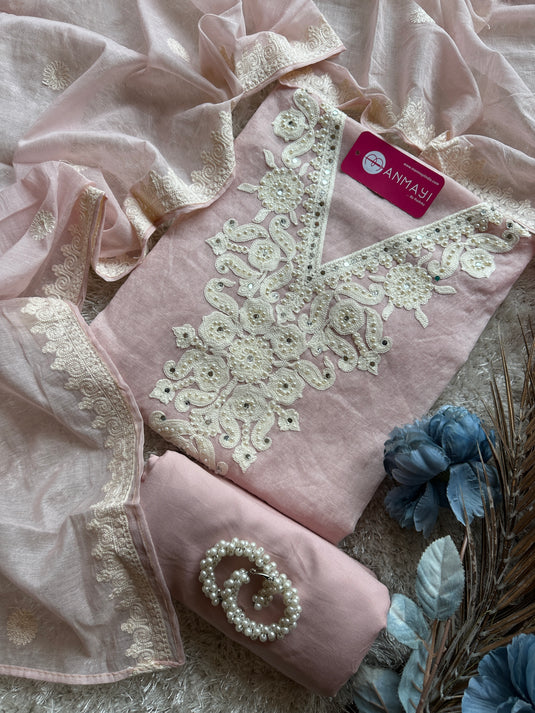 Mul Chanderi Dori mirror work suit set