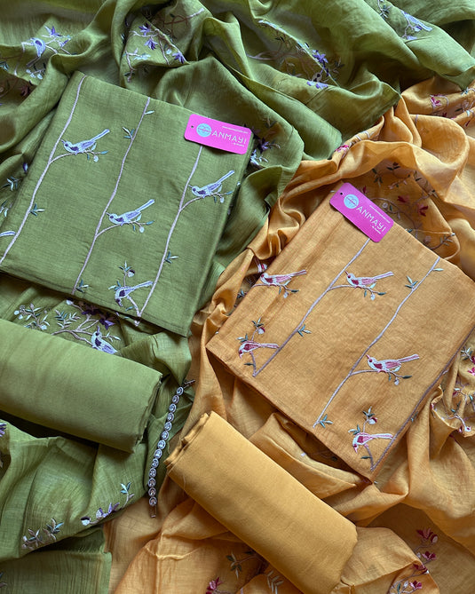 Pure mul chidiya pattern suit festive suit set