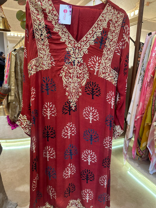 Article 15 Ajrakh crepe Heena kochar suit with farshi salwar