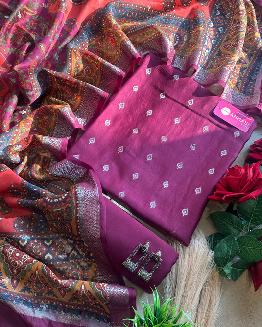 Pure silk banarasi booti suit set