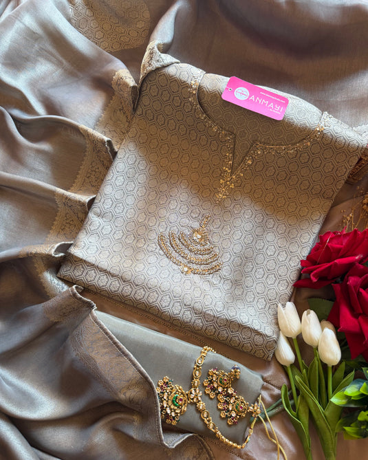 Kanjivaram self work silk suit set
