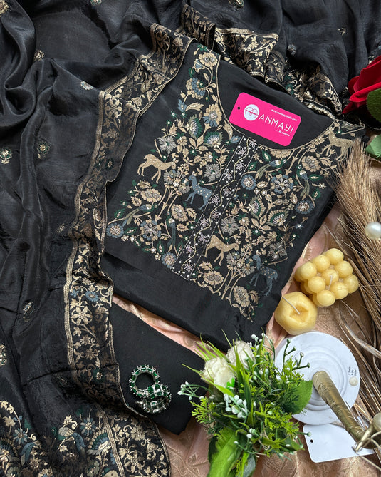 Vibrant and Pure dolla silk brocade work suit