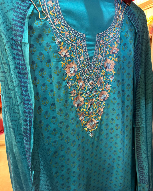 Organic cotton block print machine work suit set