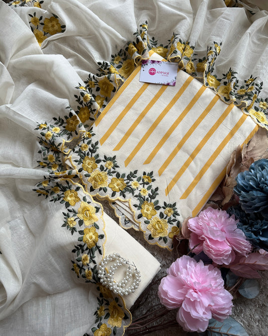 Stripes cotton Parsi work suit sets