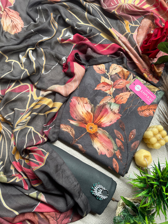 Digital highlighted soft pashmina suit sets