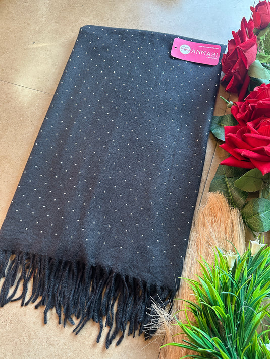 Studded black white stole