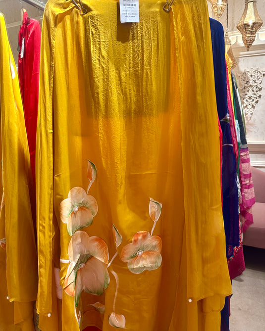 Handpaint pearl detailed organza suit set